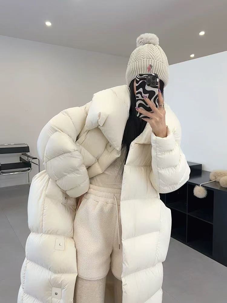 高克重大朵绒~充绒~370克冬季90白鸭绒保暖御寒过冬长款羽绒服女