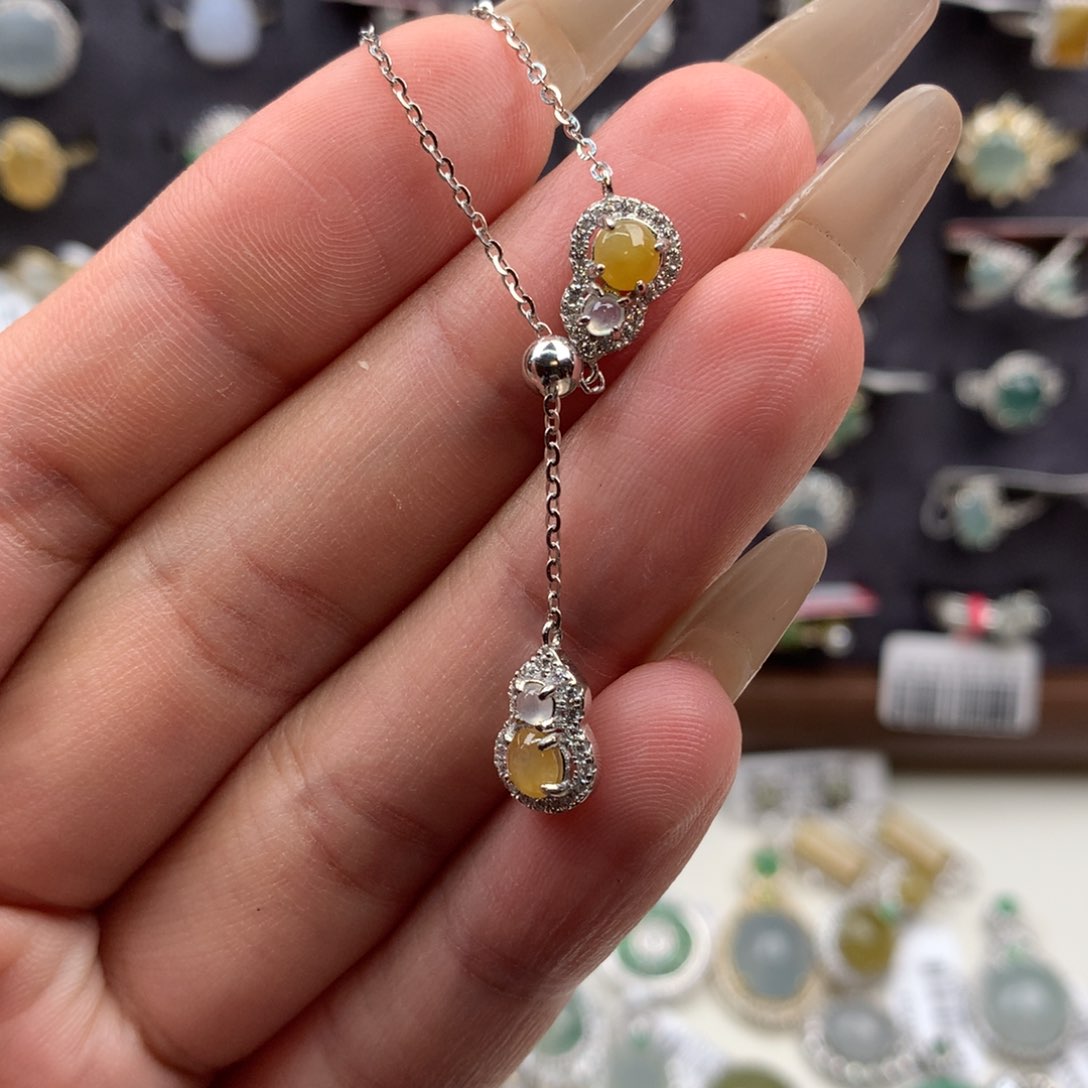 颈饰银S925镶嵌翡翠项链