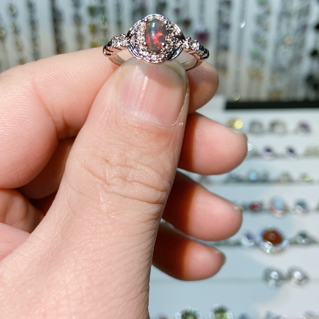 绿水晶戒指银S925镶嵌