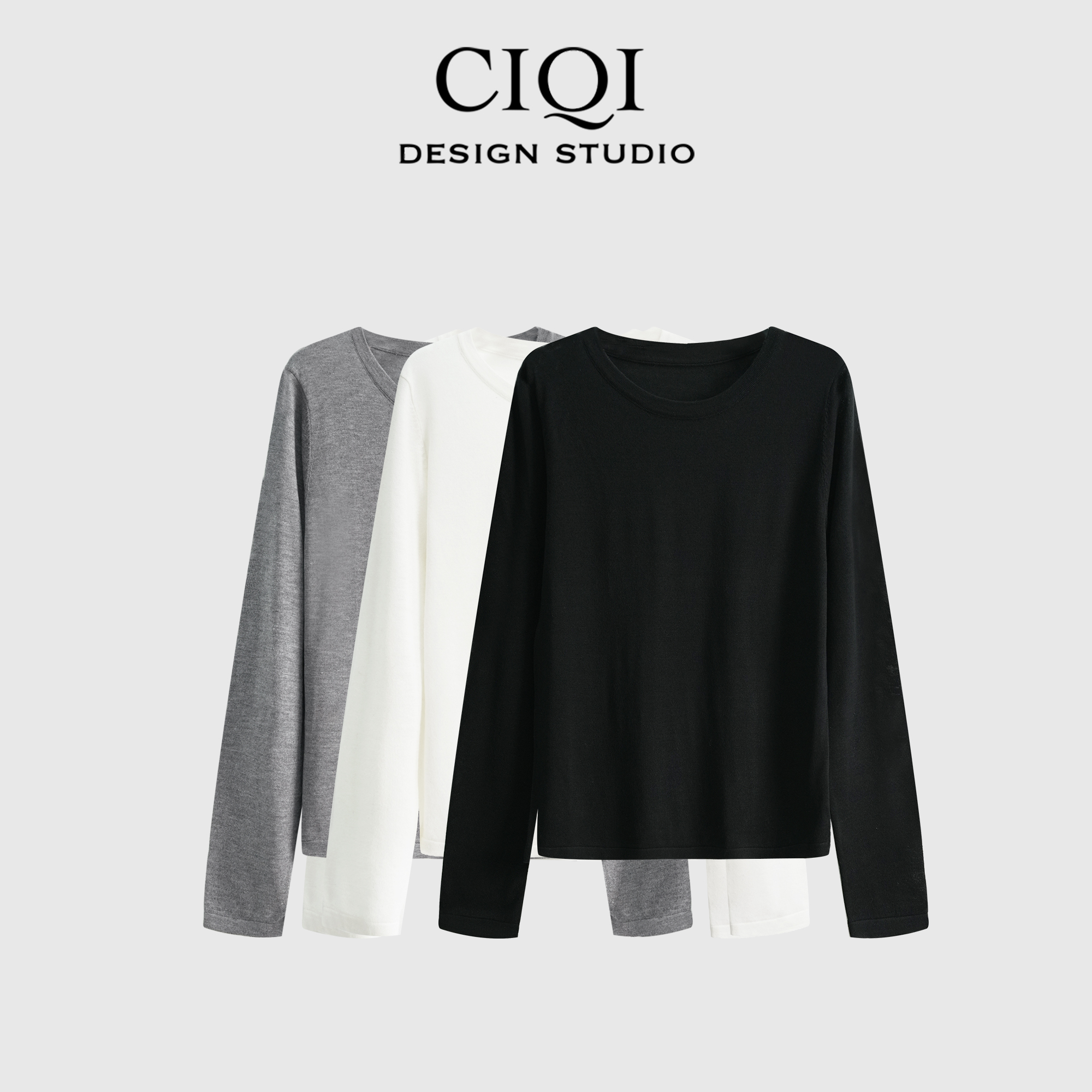 CIQISTUDIO【四季可穿】莱赛尔绵羊毛亲肤面膜T长袖T20033