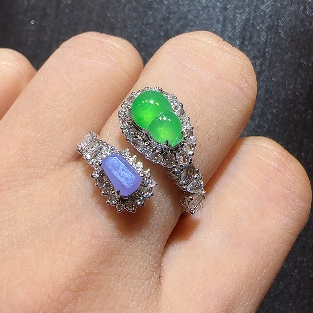 翡翠18K金镶嵌戒指设计款