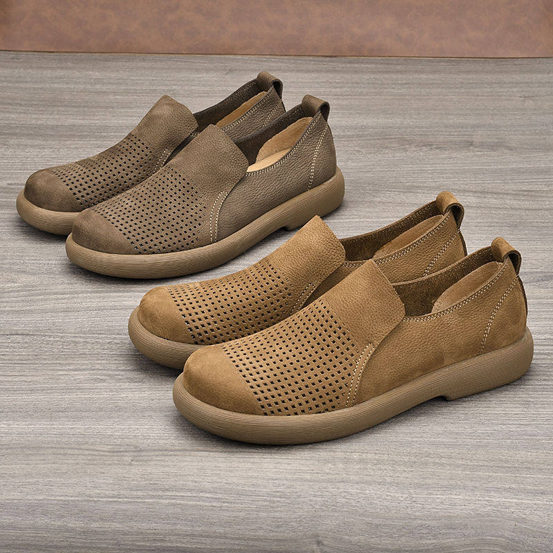 男款休闲豆豆鞋透气男士乐福鞋复古皮鞋男款爆款2025新款真皮网格