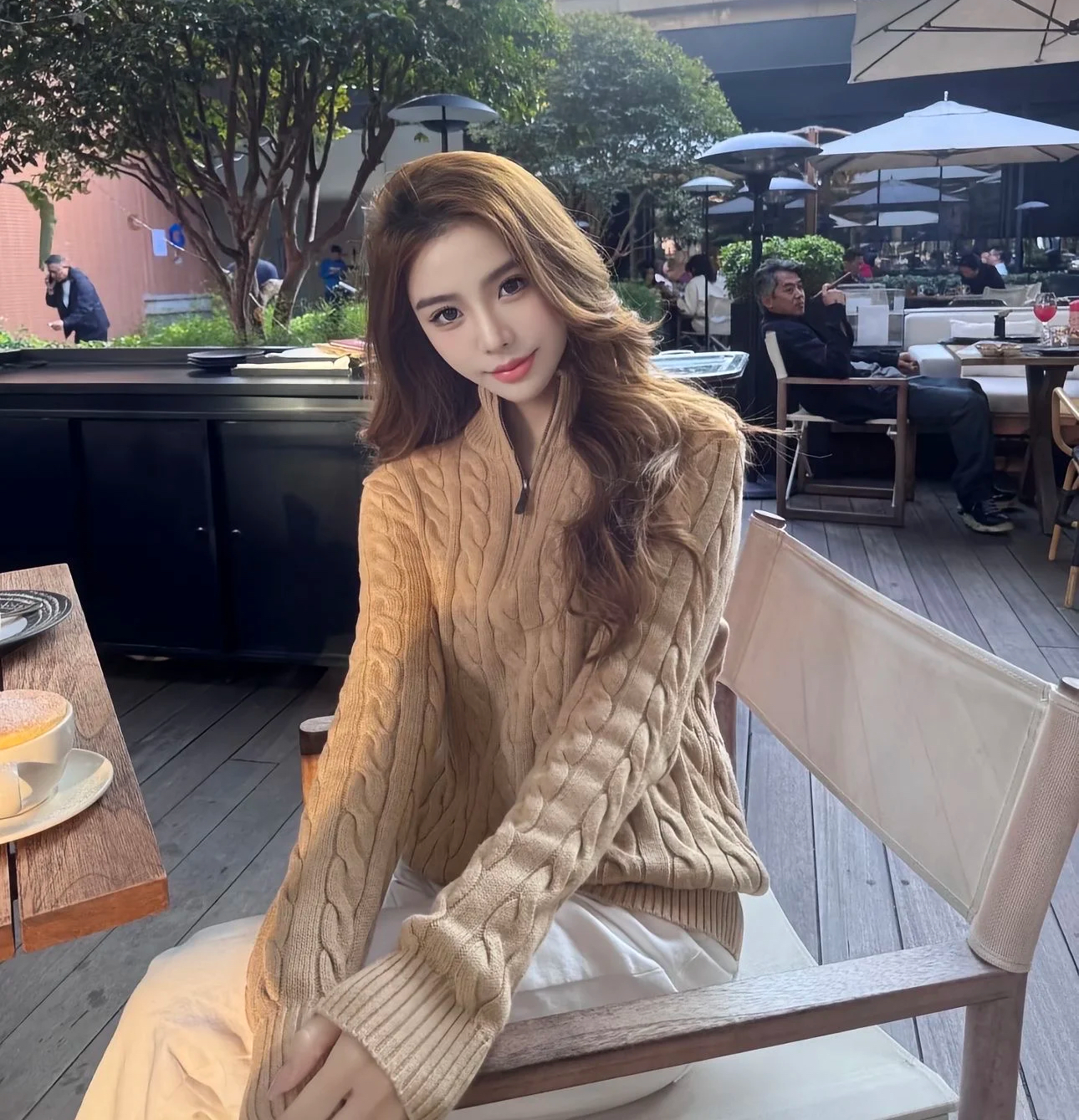 小马刺绣秋冬针织毛针织衫半拉链长袖套头款女学院风不褪色水洗