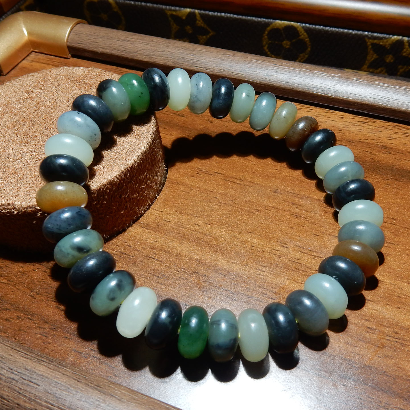 和田玉【楼兰三色算盘珠手串】多色雕花款手饰多样性发货拍一发一