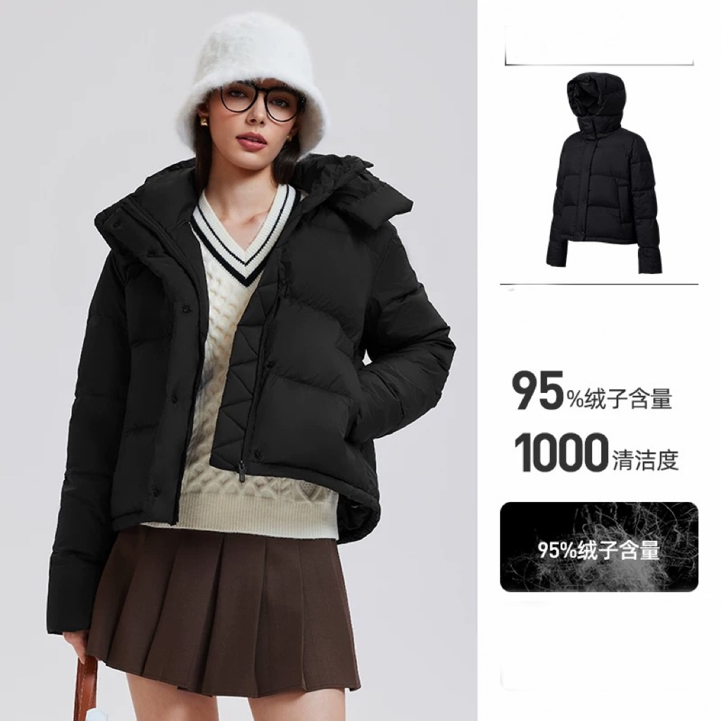 【95绒】科里芙4格泡芙羽绒服立领连帽短款蓬松防风保暖