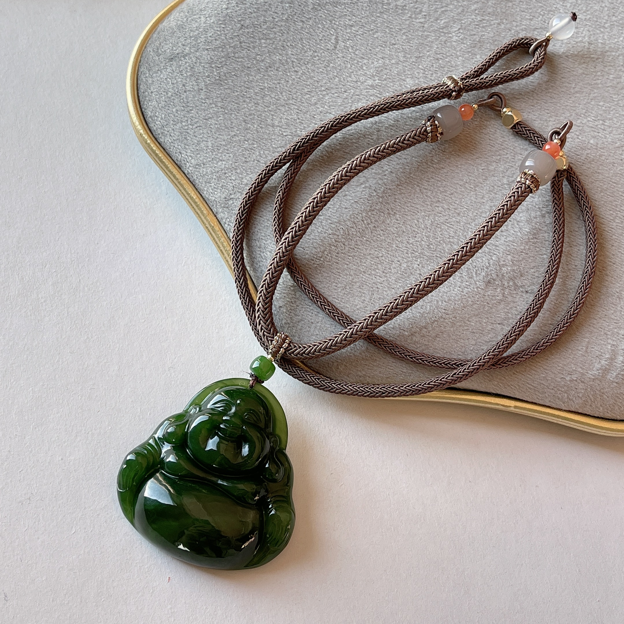 【晶雁优选】±45mm和田玉碧玉佛公吊坠气质轻奢精美