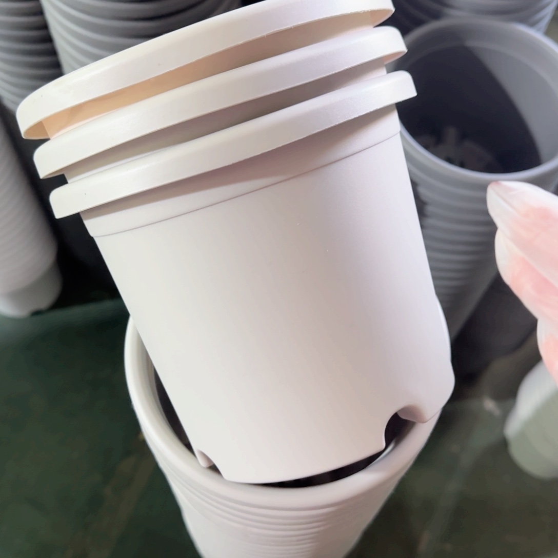 树脂四季盆2｝无拖微瑕灰白13