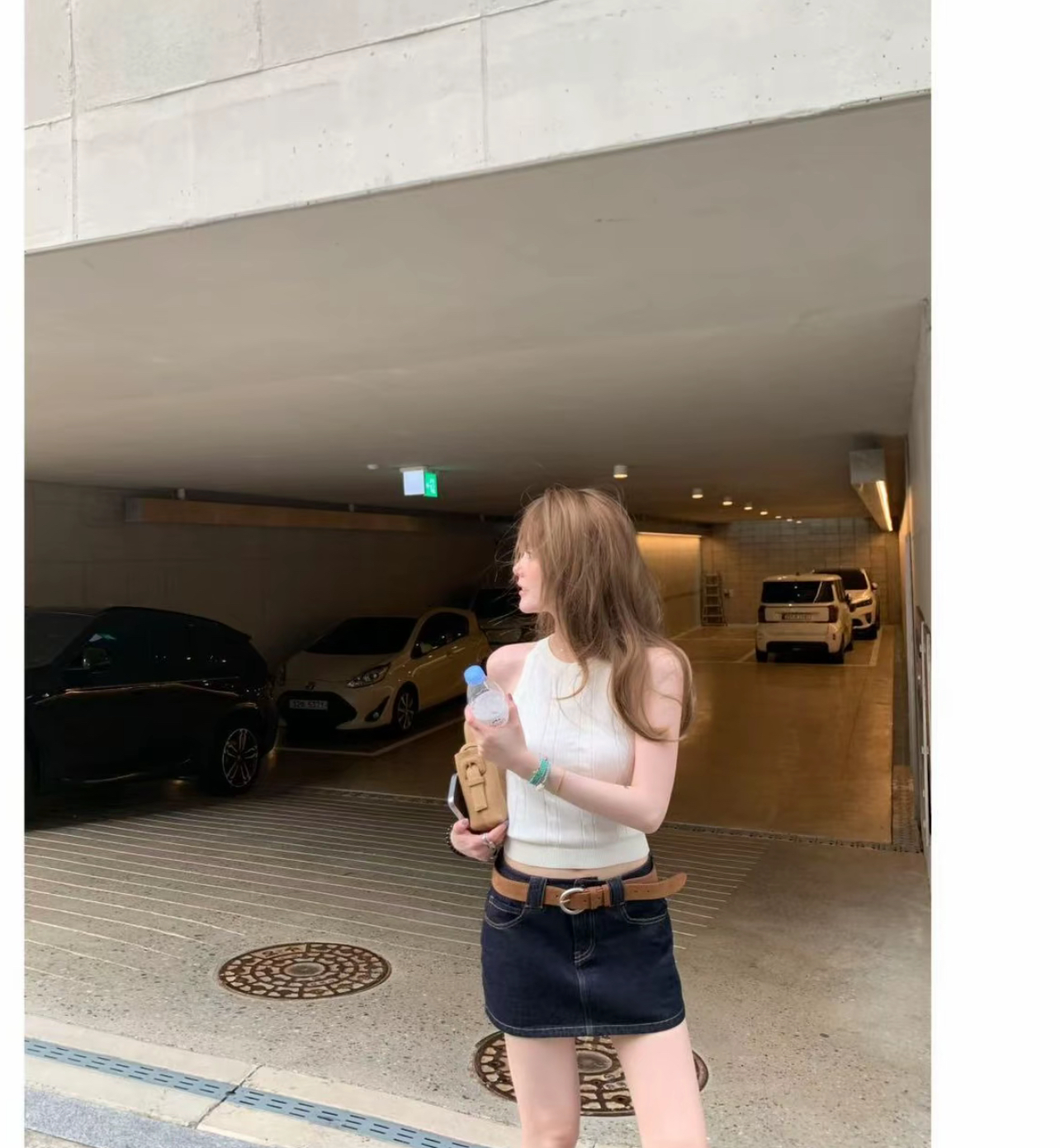 白色/原牛色短裙子 5296-731