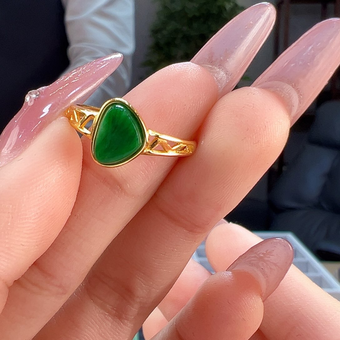 翡翠戒指银S925镶嵌戒指11 