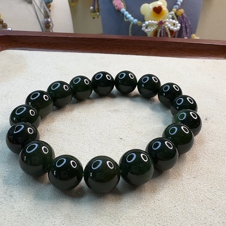 和田玉（碧玉）未镶嵌手链碧玉手串