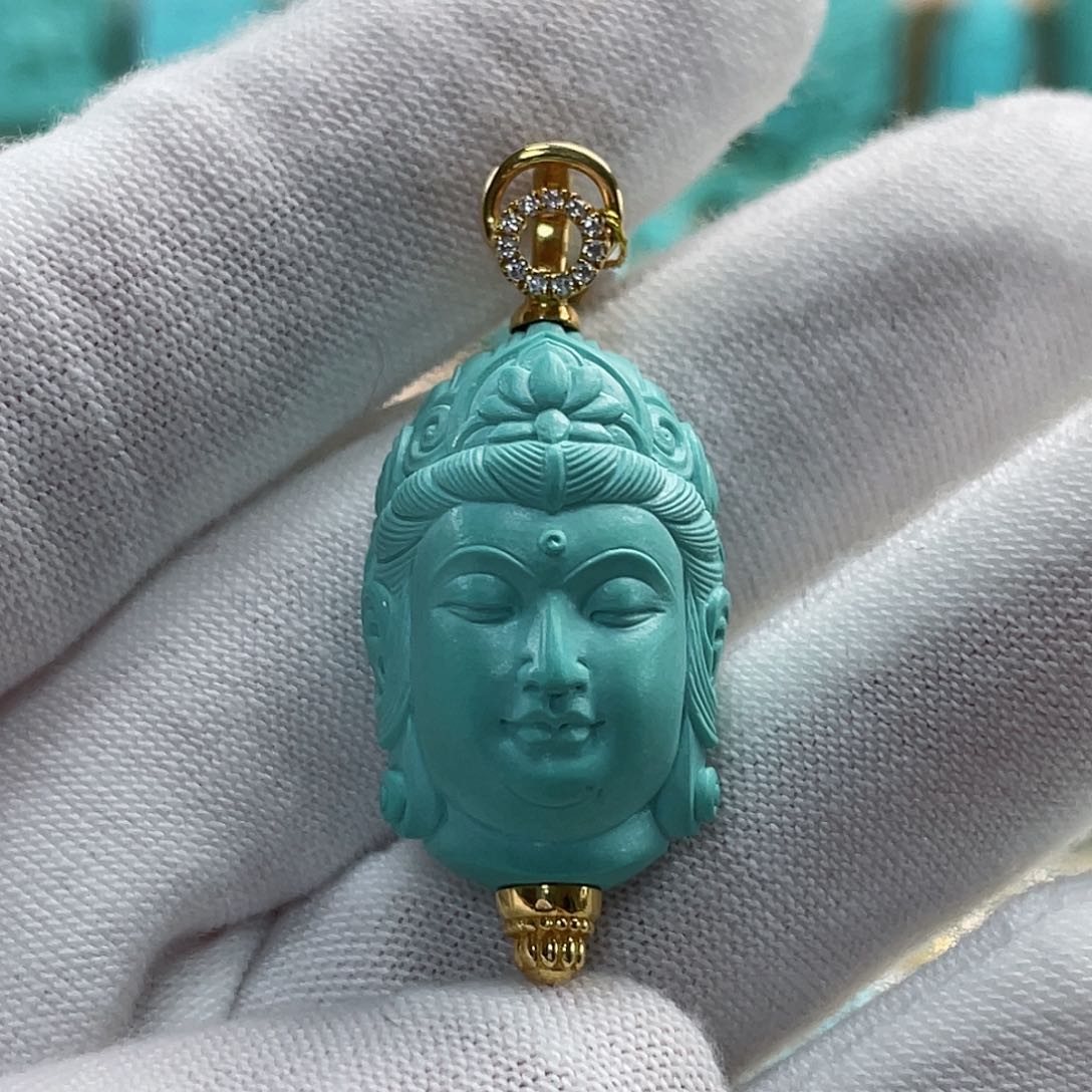 绿松石珠宝奇石18K金镶嵌