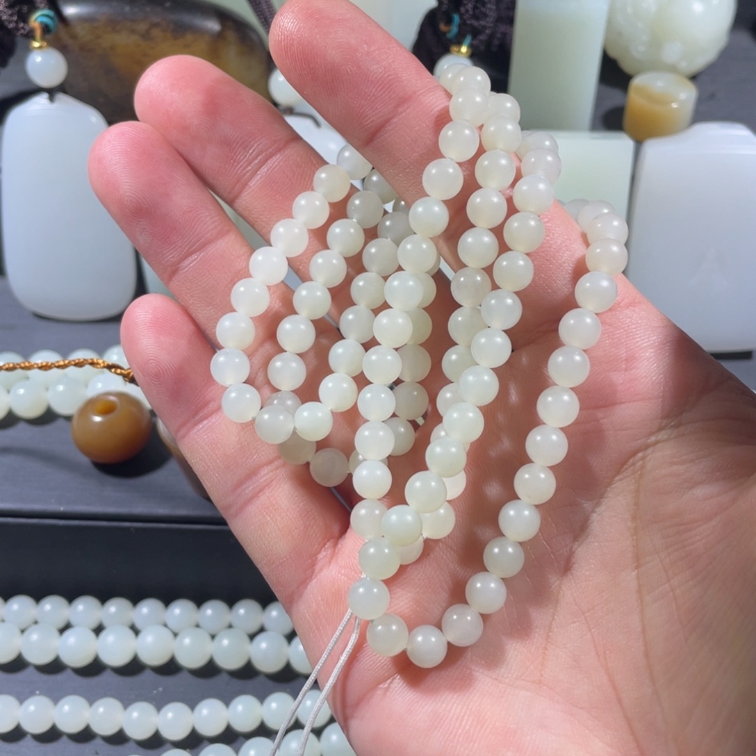 和田玉未镶嵌颈饰卡6项链