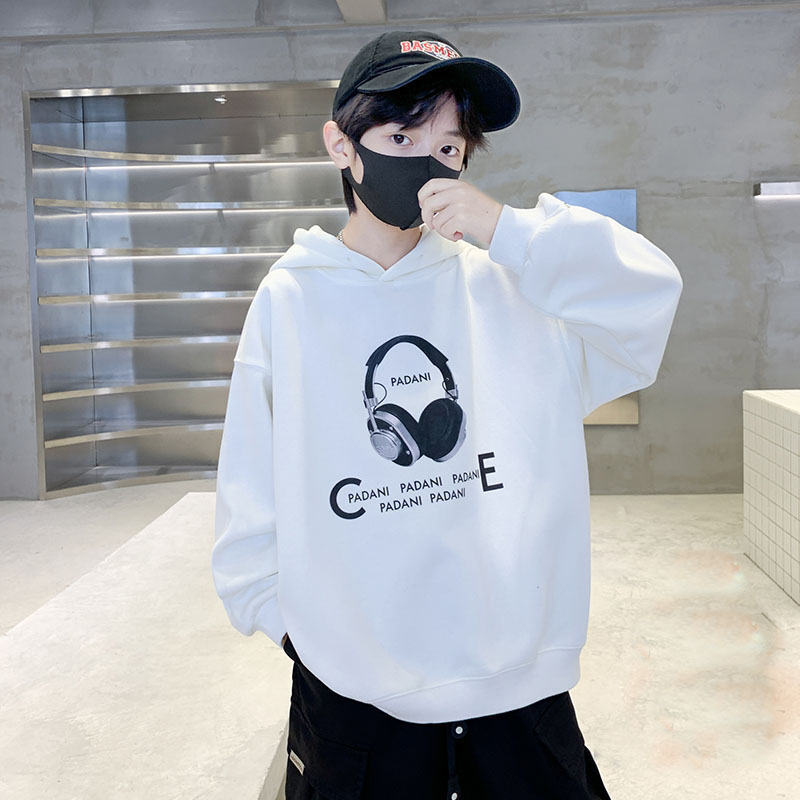 男大童卫衣青少年春秋洋气2025中大童休闲连帽长袖宽松儿童春装潮