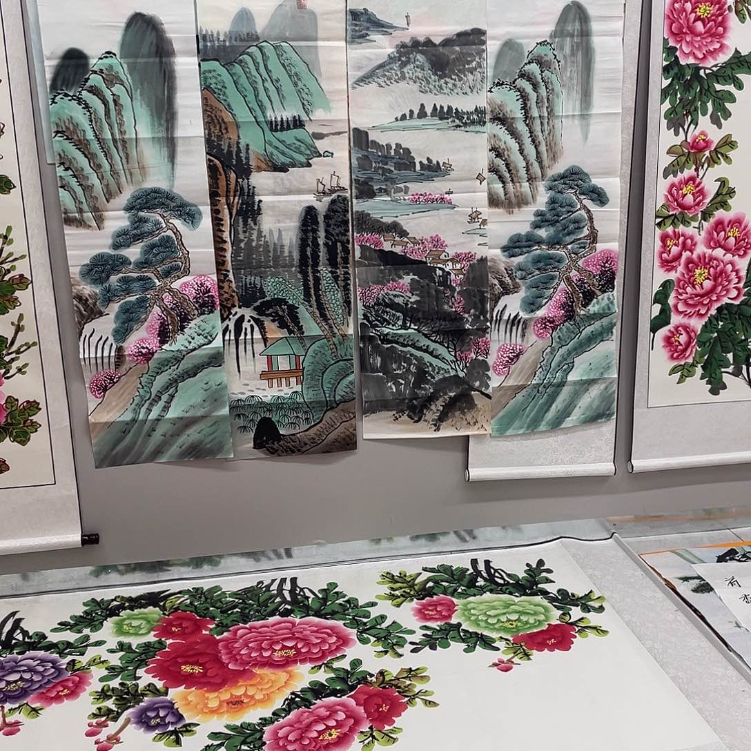 国画国画作品原稿四条屏山水