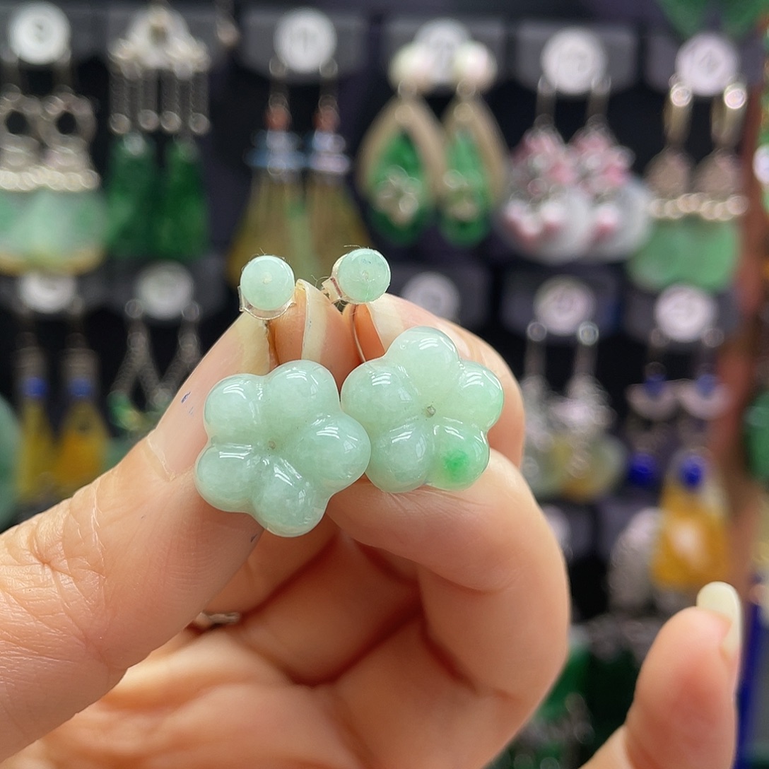 翡翠银S925镶嵌耳饰791hjhh