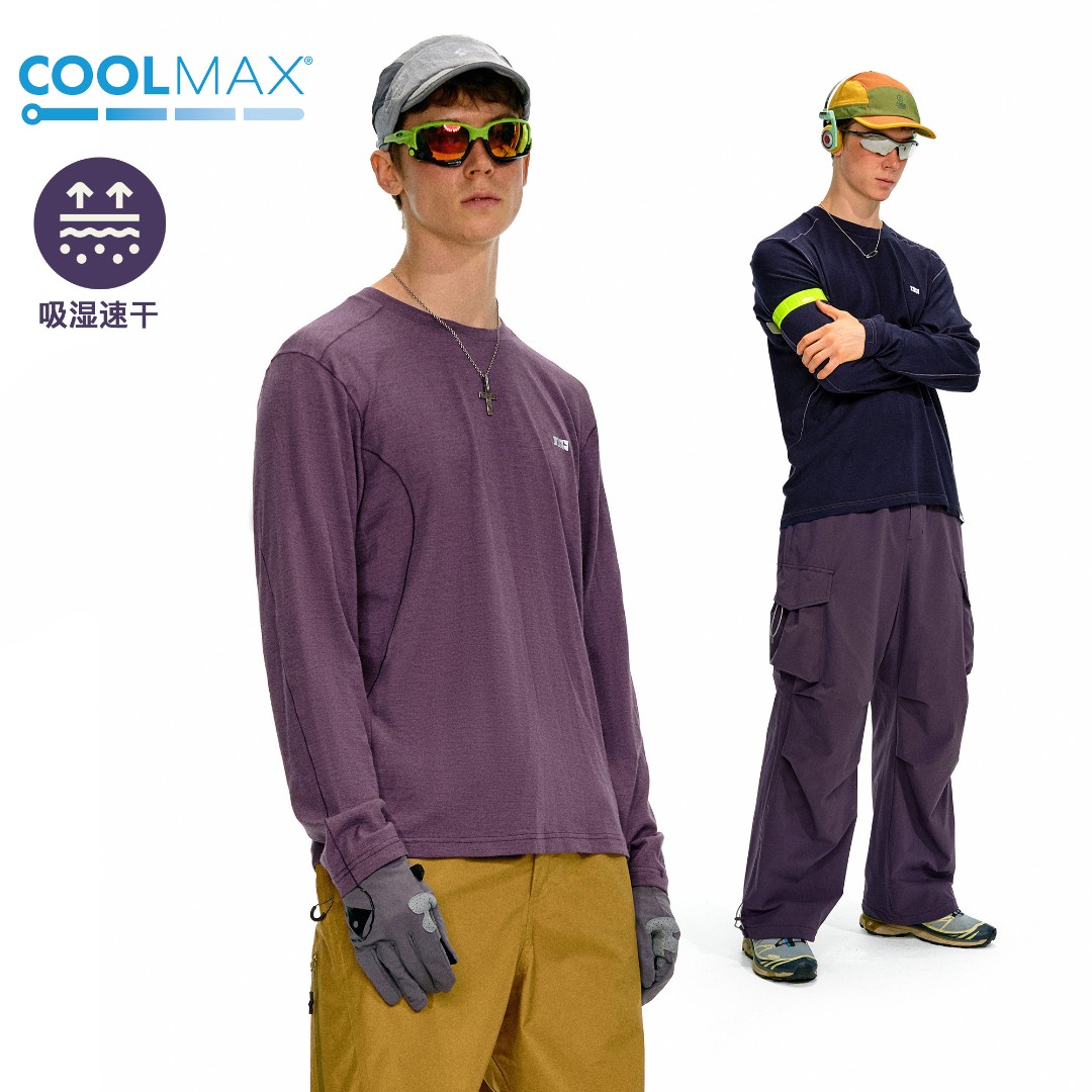 NOTHOMME户外COOLMAX吸湿排汗美利奴羊毛打底衫纯色长袖T恤男