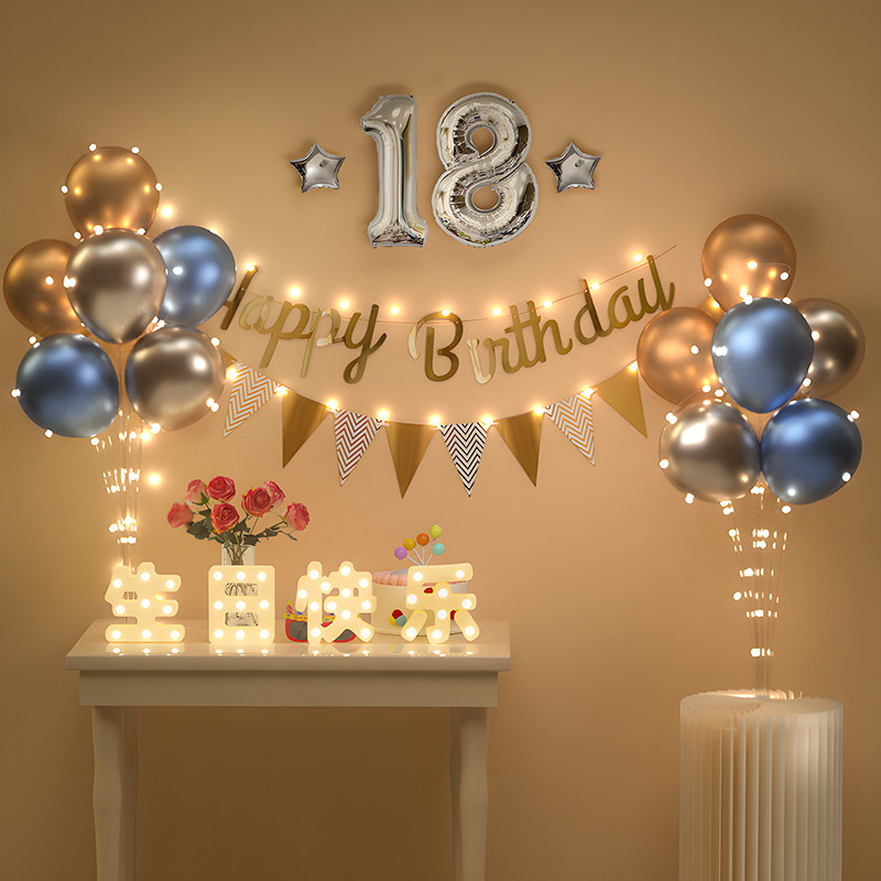 18岁生日布置装饰场景男孩女孩十八成人礼快乐会场仪式感道具气球