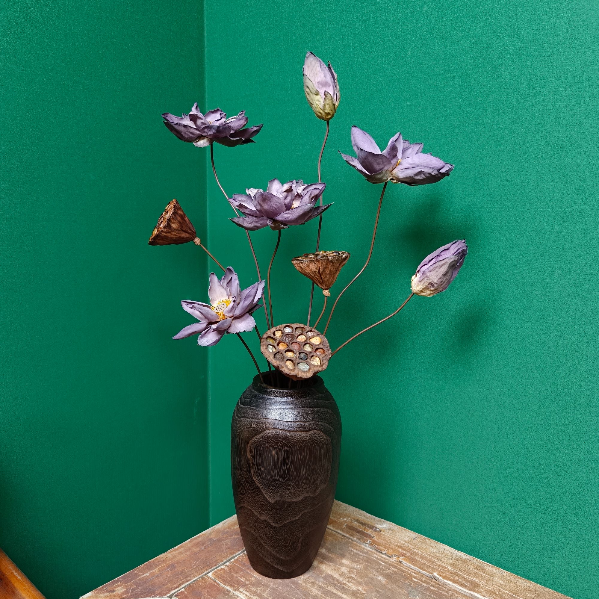 【原山】手工插花摆件中式民宿家居饰品干花莲蓬玄关