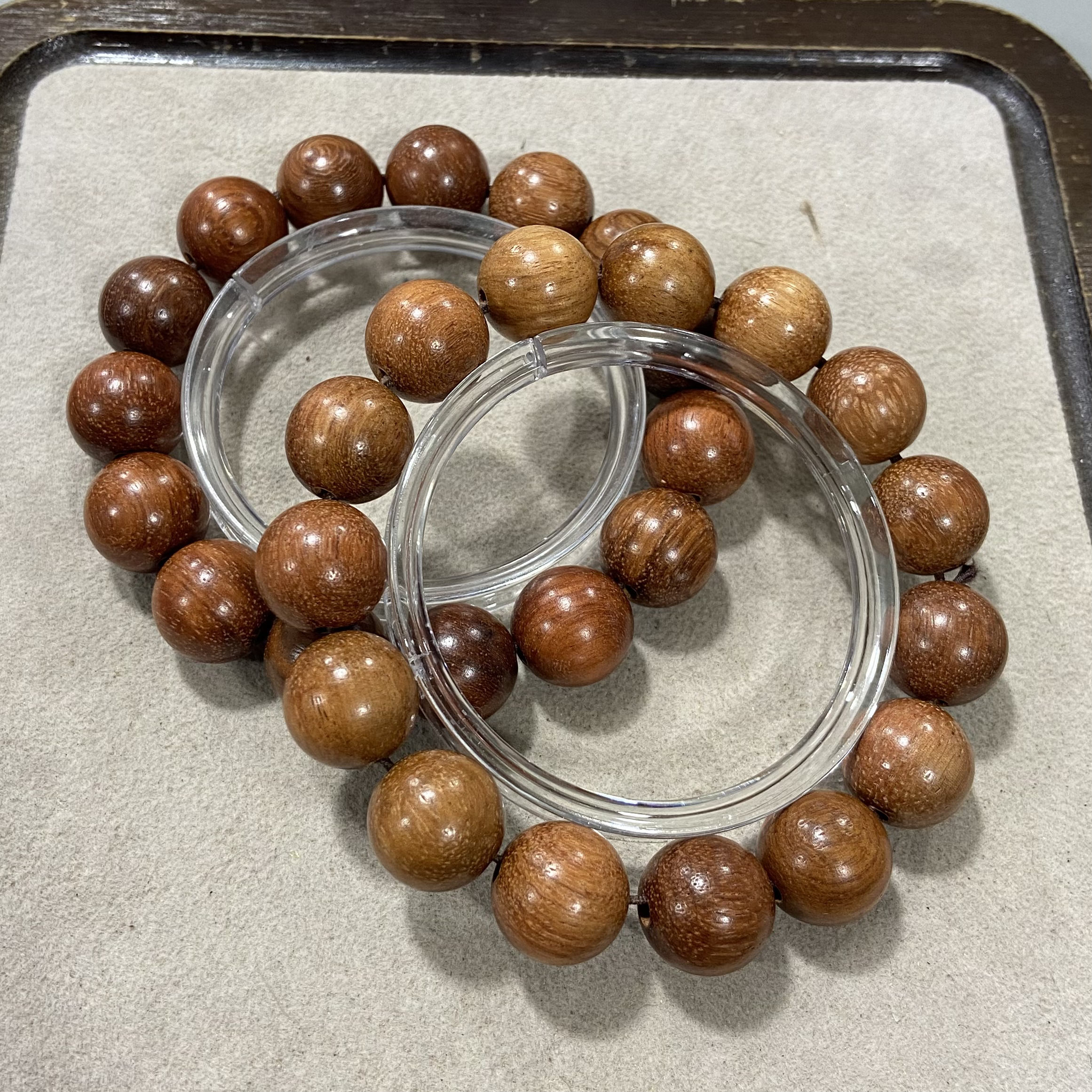 B148桃木圆珠卡1.5单圈手串