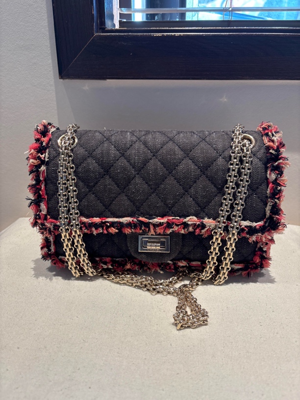 99新  大吉中古/Chanel香奈儿2.55毛昵丹宁斜挎包