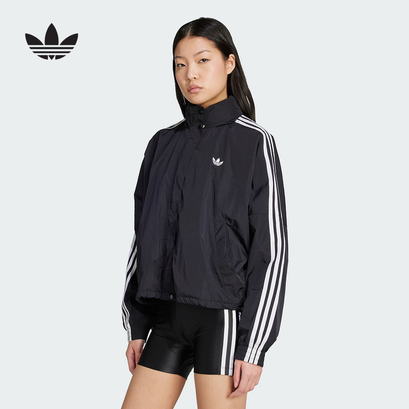 adidas阿迪达斯三叶草ADICOLOR立领夹克外套女防风服JX1451