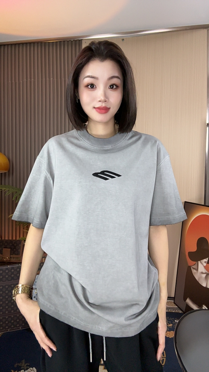 【K4067】某巴英文刺绣潮牌高端重磅短袖男女同款设计款