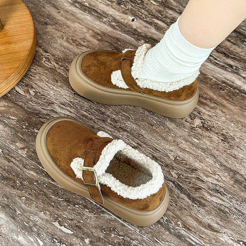 【刘叮咚女鞋】厚底勃肯鞋女毛毛鞋2024新款冬季网红百搭爆款雪地鞋