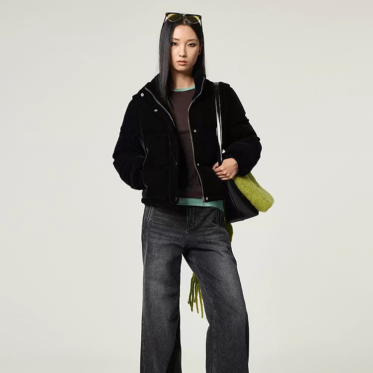 冬季时尚百搭加厚保暖短款丝绒棉服外套