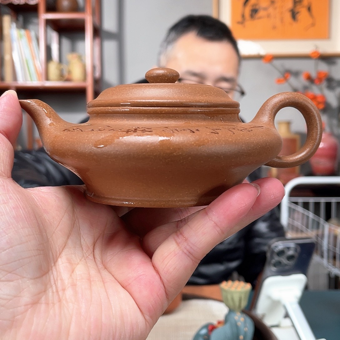 段泥茶壶金降坡虚扁