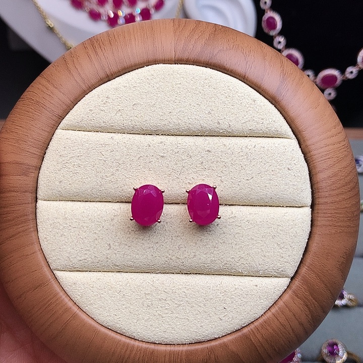 银S925镶嵌耳饰红宝石