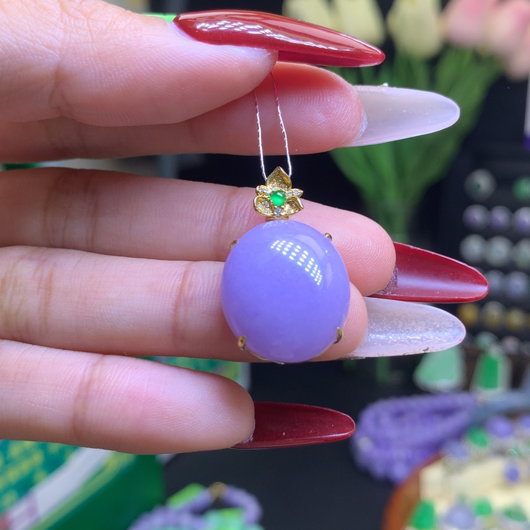 翡翠颈饰18K金镶嵌天然