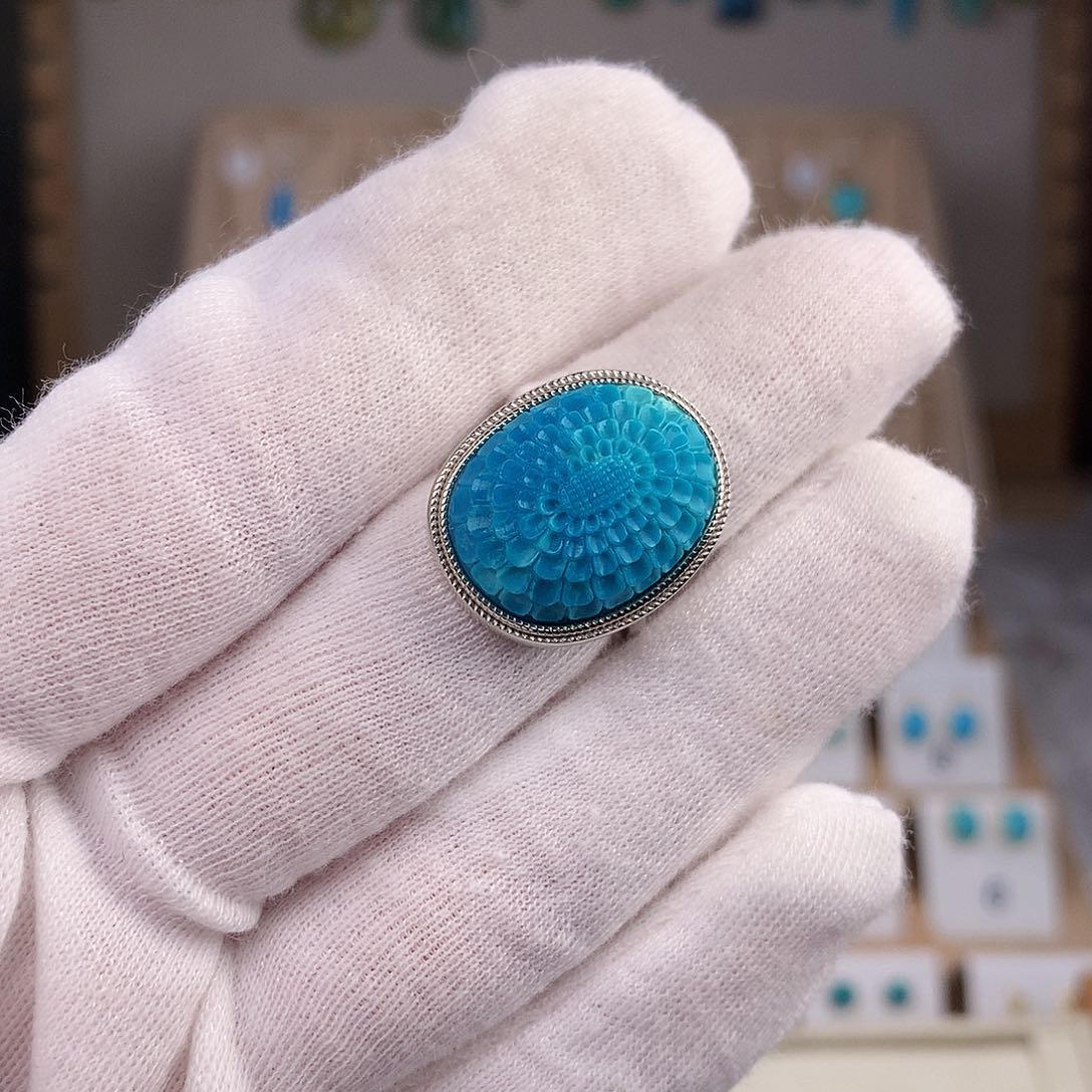 绿松石戒指银S925镶嵌