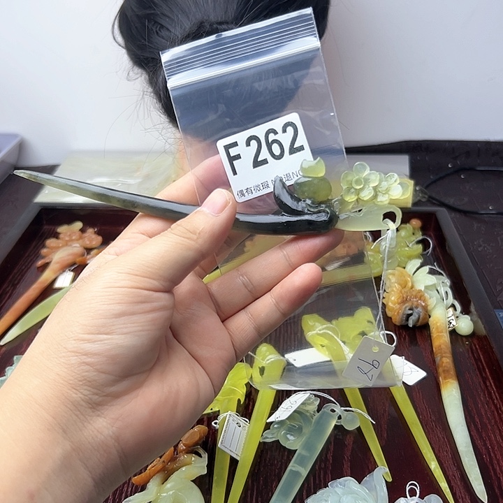 蛇纹石玉发饰合金雨*儿