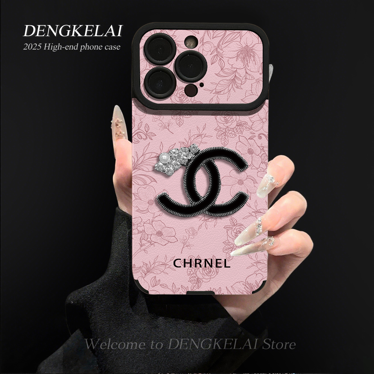 线条花大视窗羊皮适用苹果17PROMAX华为VIVO小米INS手链手机壳潮