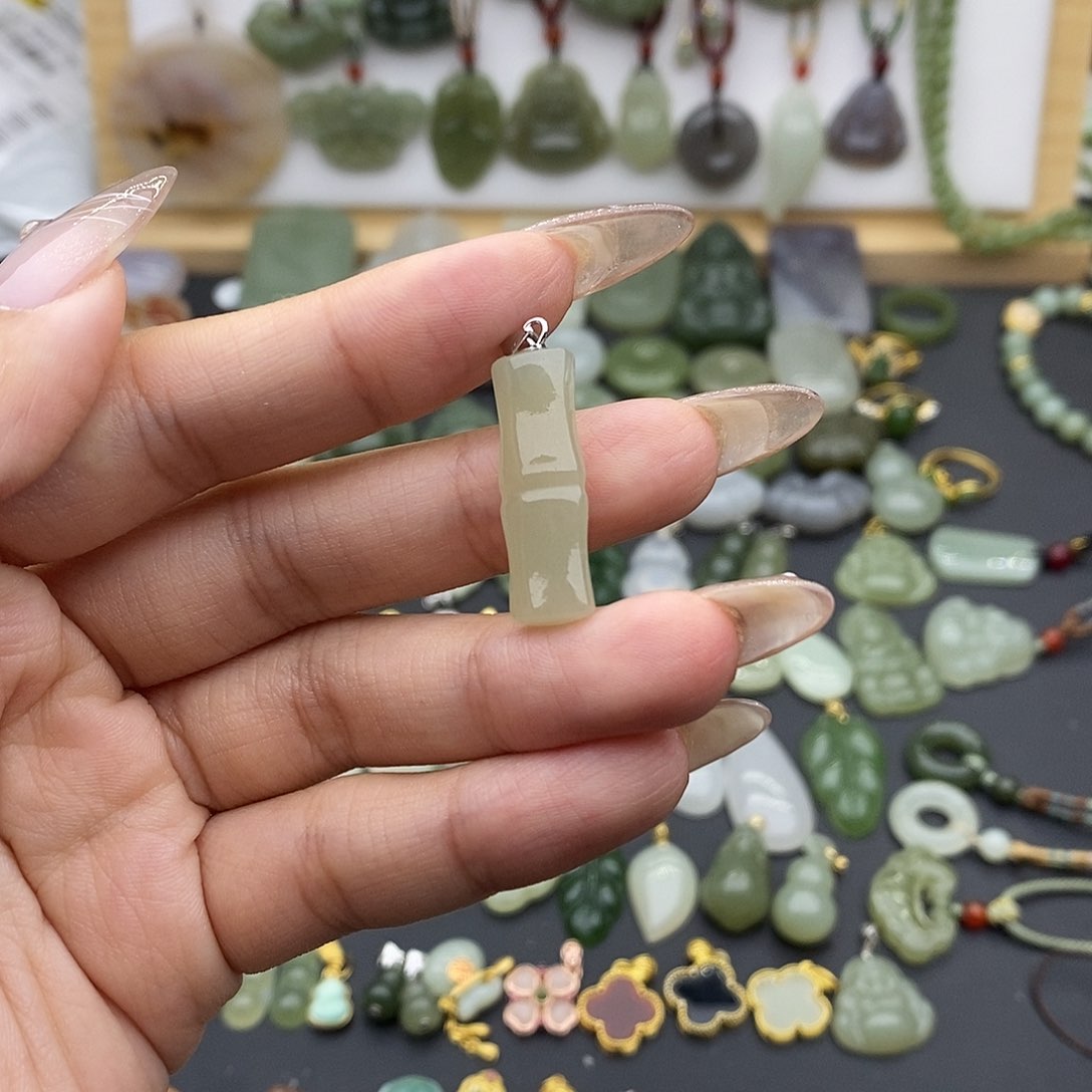 和田玉吊坠(不含链)银S925镶嵌