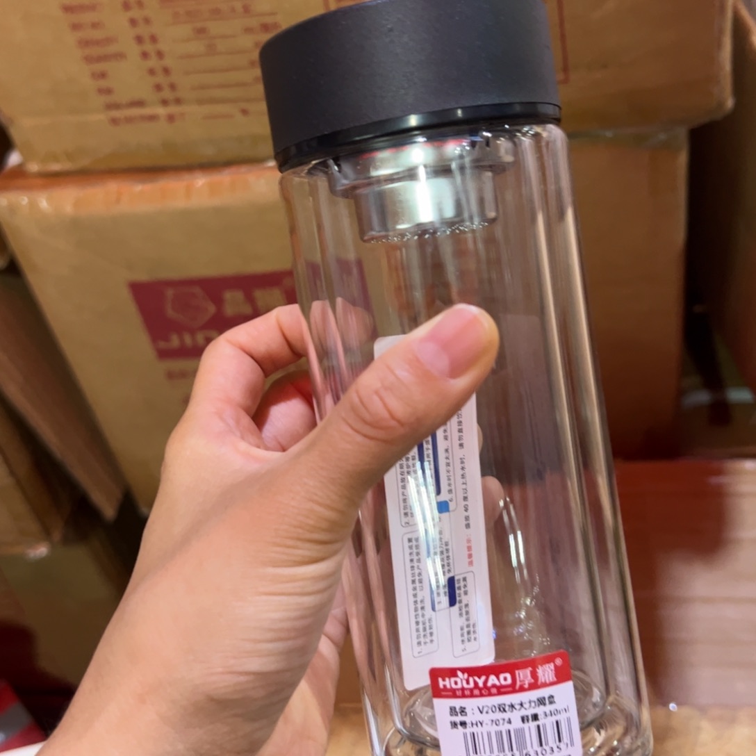 厚耀双层玻璃杯340玻璃杯大理微瑕
