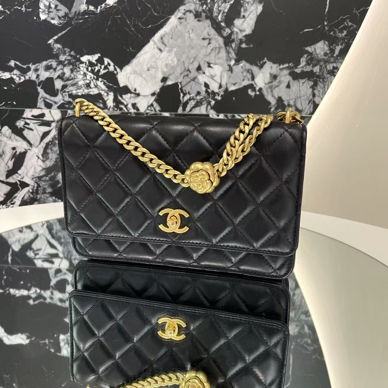 99新 Chanel/香奈儿 23s 山茶花调节扣woc 斜挎包