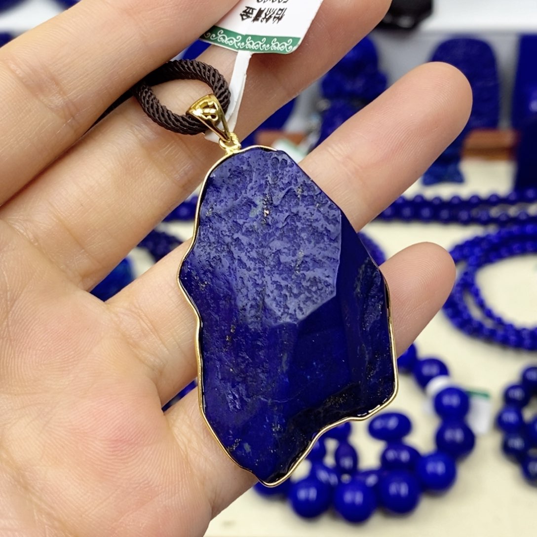 青金石颈饰银S925镀金镶嵌