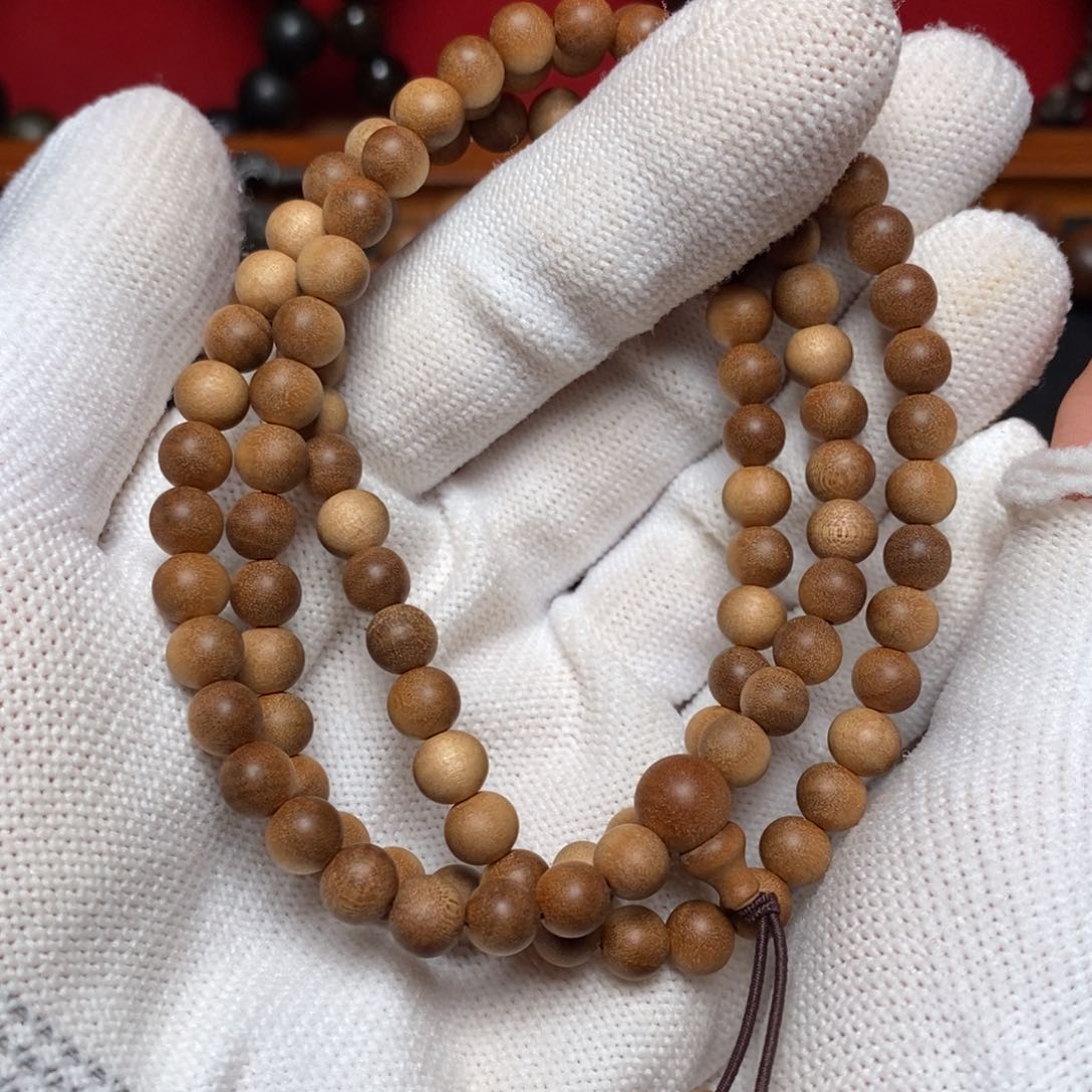 檀香木其他06横纹 老山檀香 椭圆珠 处理价