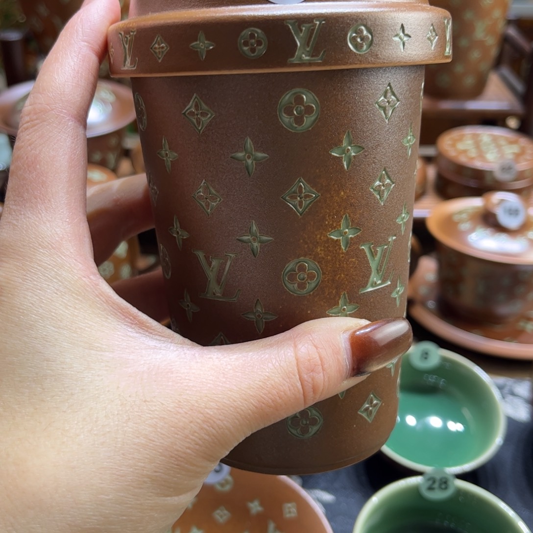 增***长草木灰老花奶茶杯