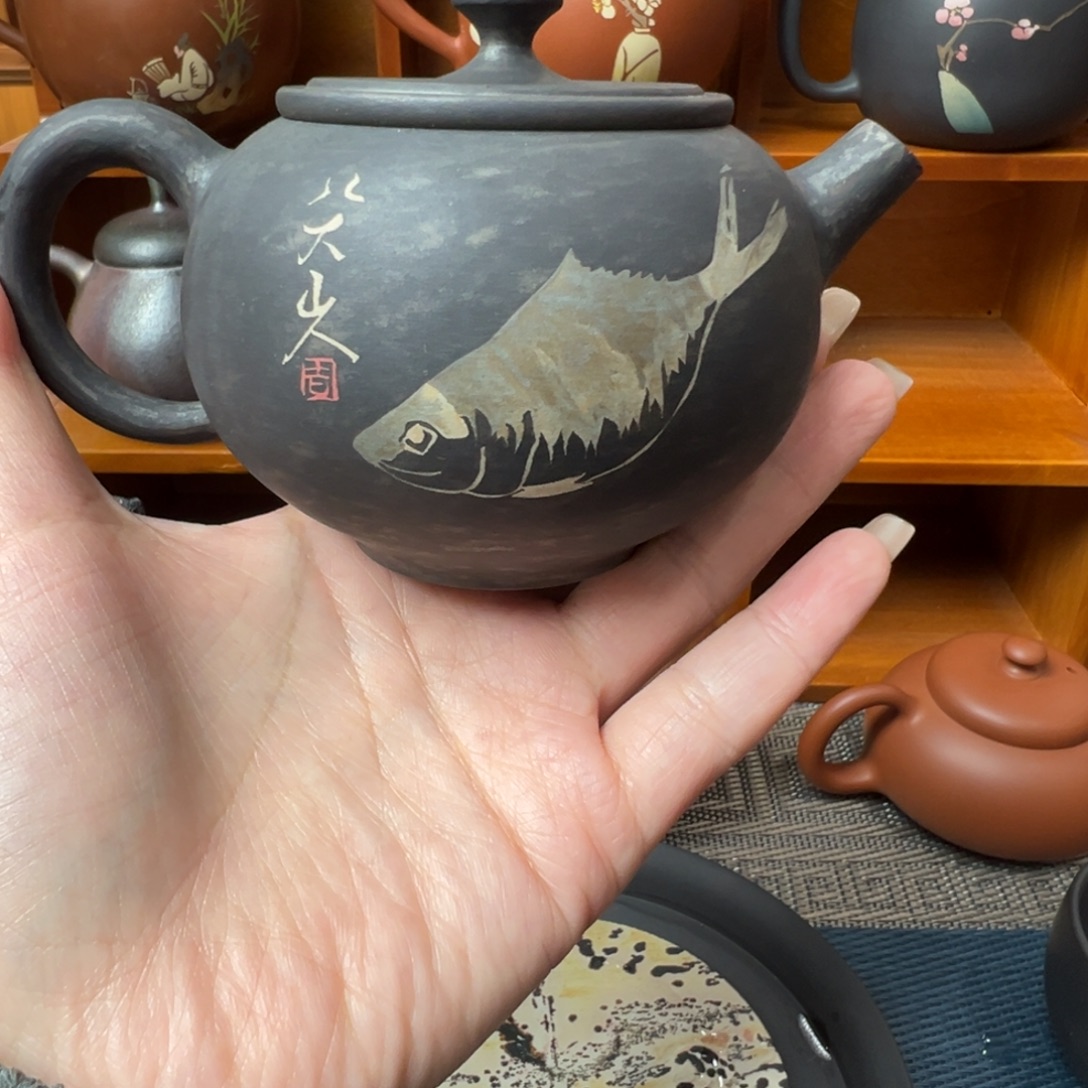 建水紫陶手磨茶壶