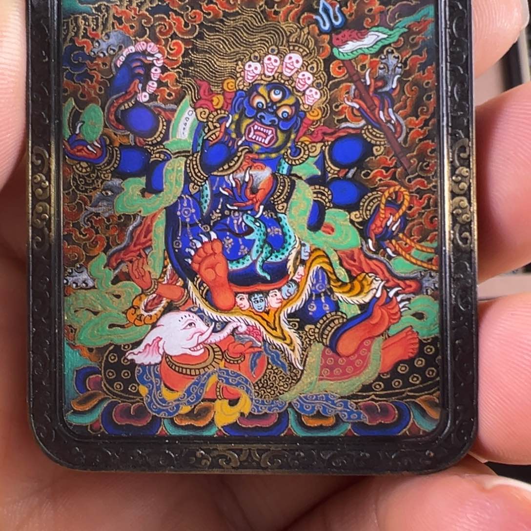 文***画吊坠热贡手绘唐卡大黑天