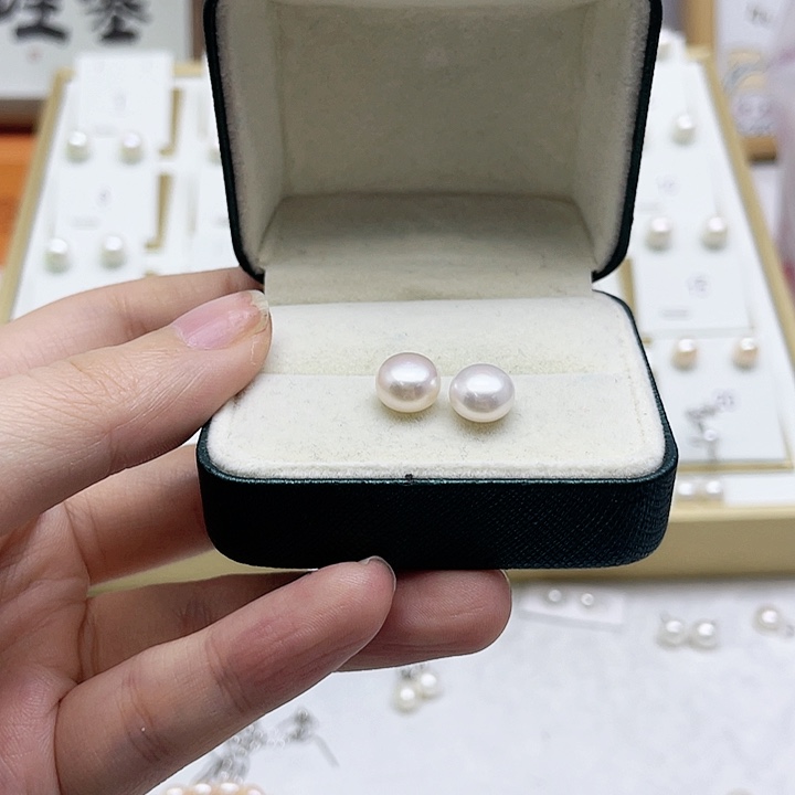淡水珍珠耳饰银S925镶嵌幸**安