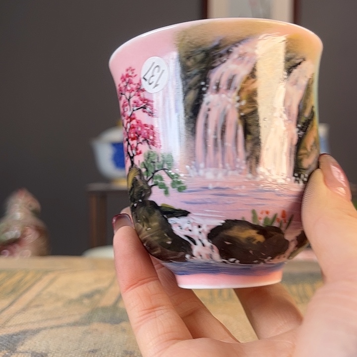 摆件景德柴烧茶杯多人