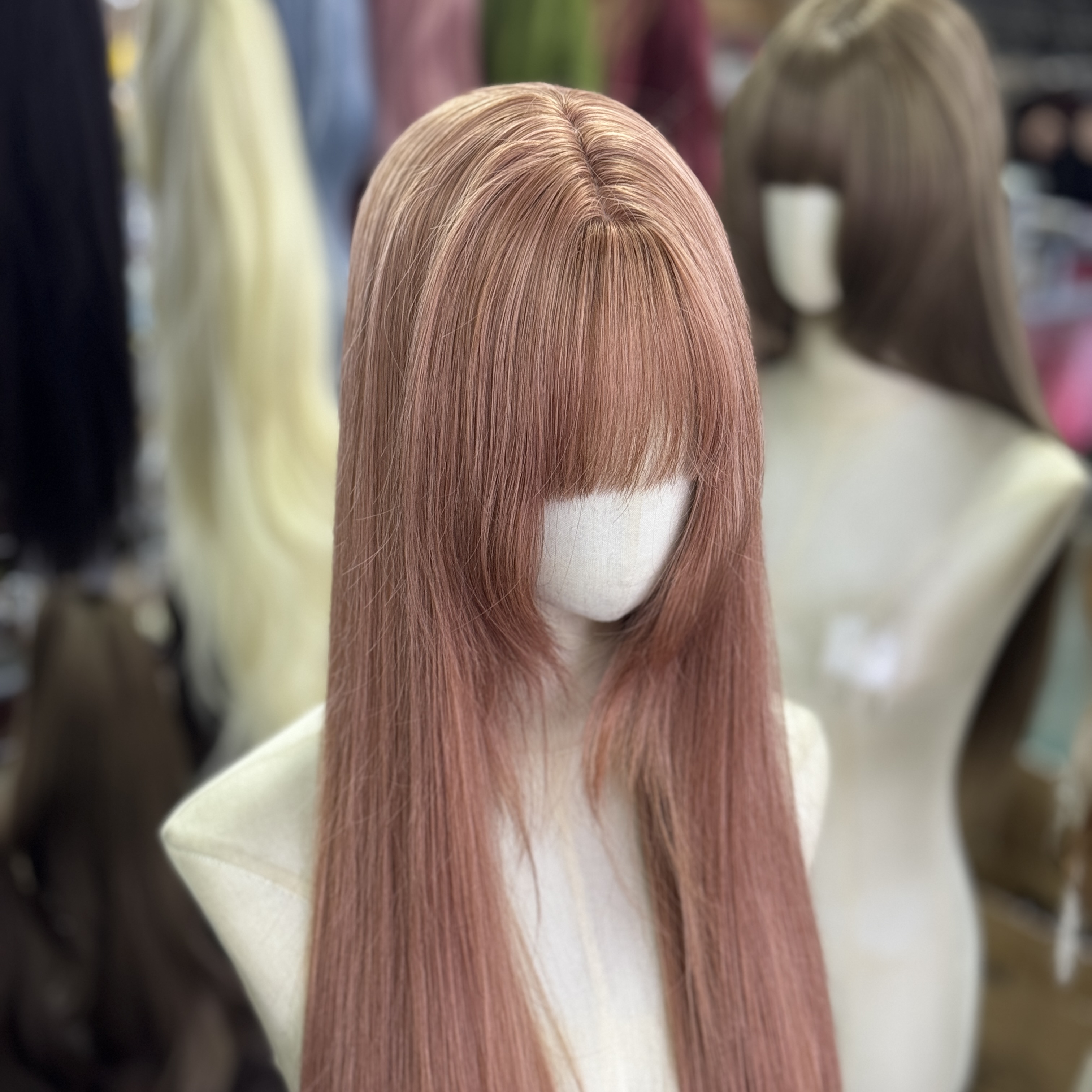 全头套仿真发丝蜜糖粉棕隐形无痕自然高层次感长假发女款全头套