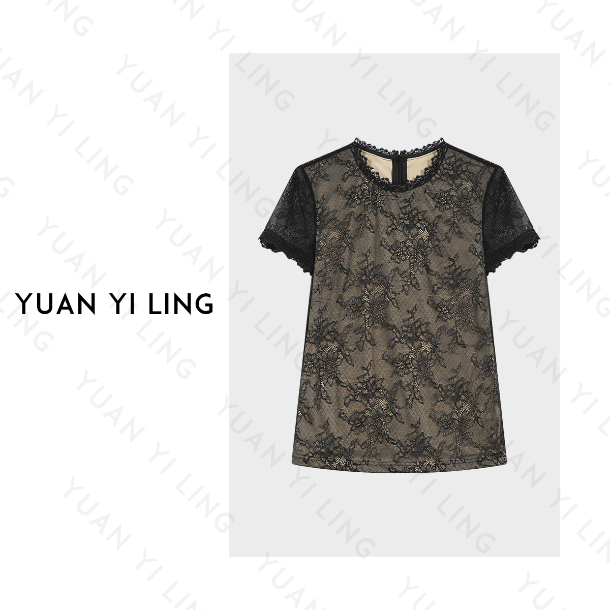 YUAN YI LING【法式风情】25春夏上新蕾丝双层设计优雅时尚感女 T恤
