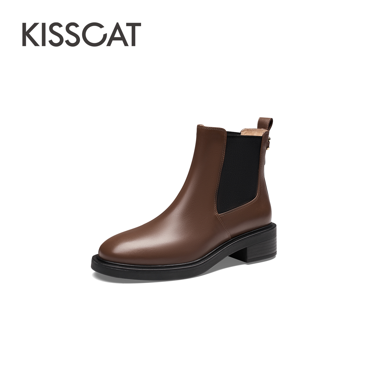 【商场同款】接吻猫新款经典短筒靴质感弹力靴切尔西靴KA43708-50