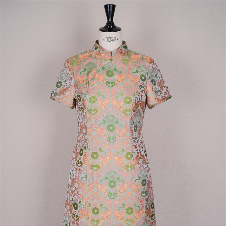 【钱小萍招财如意貔貅纹锦】高端宋锦旗袍连衣裙CD2167481