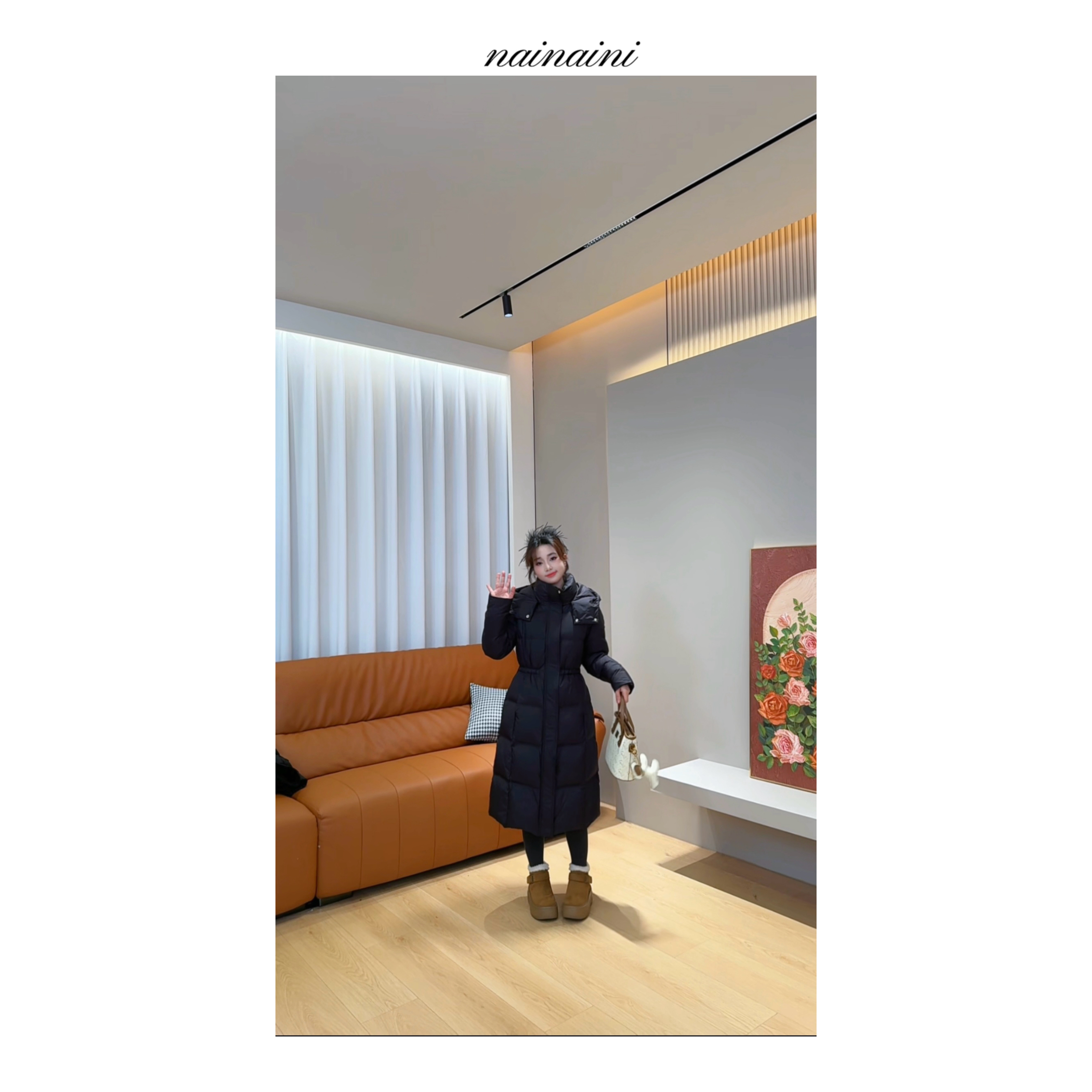 【雪落欧包】收腰羽绒服连帽中长款2025秋冬小个子保暖2508