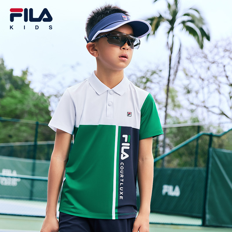 斐乐儿童【吸湿排汗】夏季新款男童网球运动速干短袖T恤K12B523123